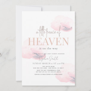 Lilla Peace of Heaven Girl Cloud Baby Shower Rosa Inbjudningar