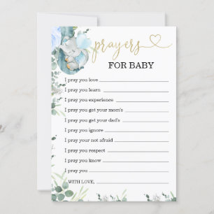 Lilla Peanut Elephant Prayer för Baby Card Inbjudningar