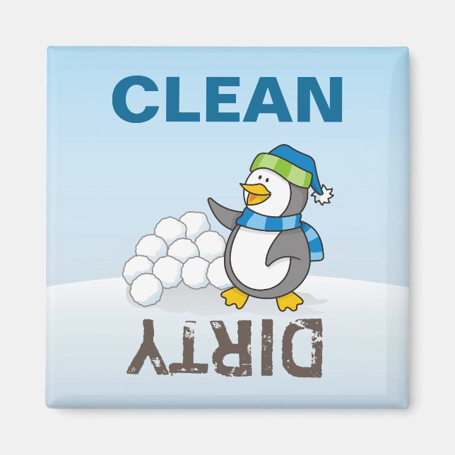 Lilla penguin med snö bollar som viftar magnet (Framsidan)