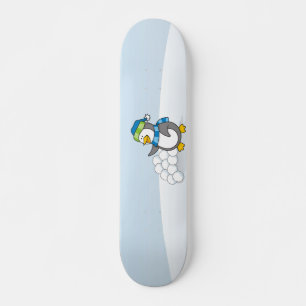 Lilla penguin med snö bollar som viftar mini skateboard bräda 18,5 cm