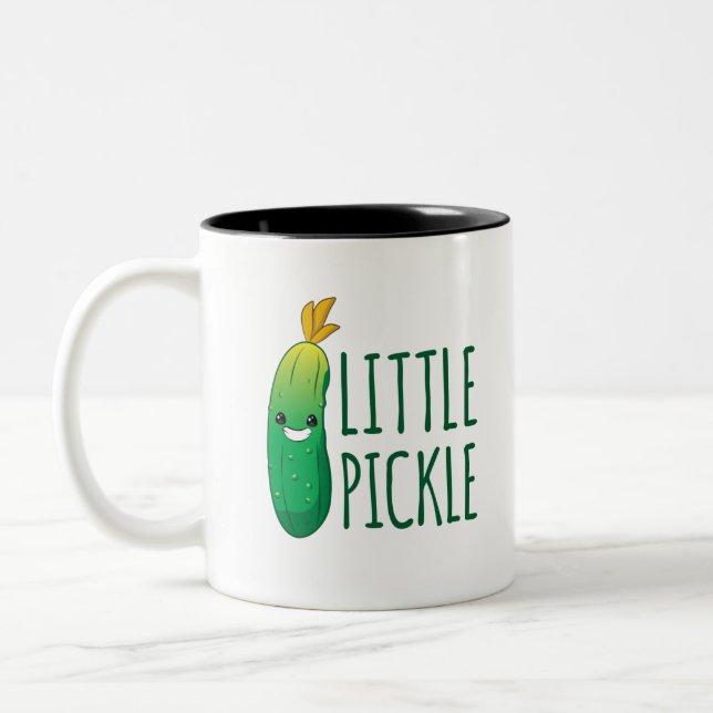 Lilla Pickle Cute Grönt Pickle Wisslass Två-Tonad Mugg (Vänster)