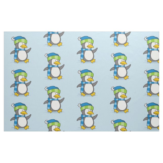 Lilla pingvin på snö tyg (Fat Quarter)