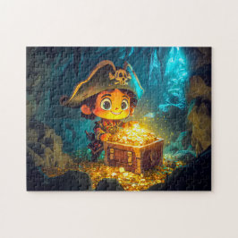 Lilla Pirat upptäcker en skatt i en grotta Pussel