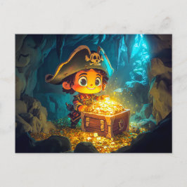 Lilla Pirat upptäcker en skatt i en grotta Vykort