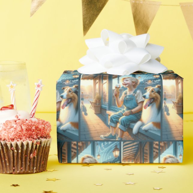 Lilla pojke som äter en Cone för iskräm Presentpapper (Födelsedagsfest)