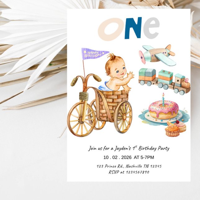 Lilla pojkens 1-års födelsedagsfest inbjudningar (Skapare uppladdad)