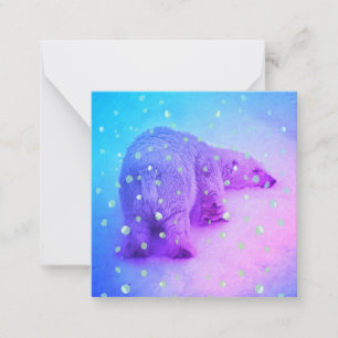 Lilla Polar Bear som sätter huvudet på snö Anteckningskort