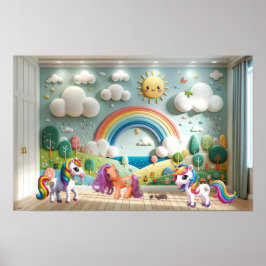 Lilla Pony och Enhörningar Poster