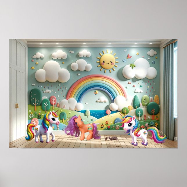 Lilla Pony och Enhörningar Poster (Framsidan)