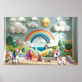 Lilla Pony och Enhörningar Poster