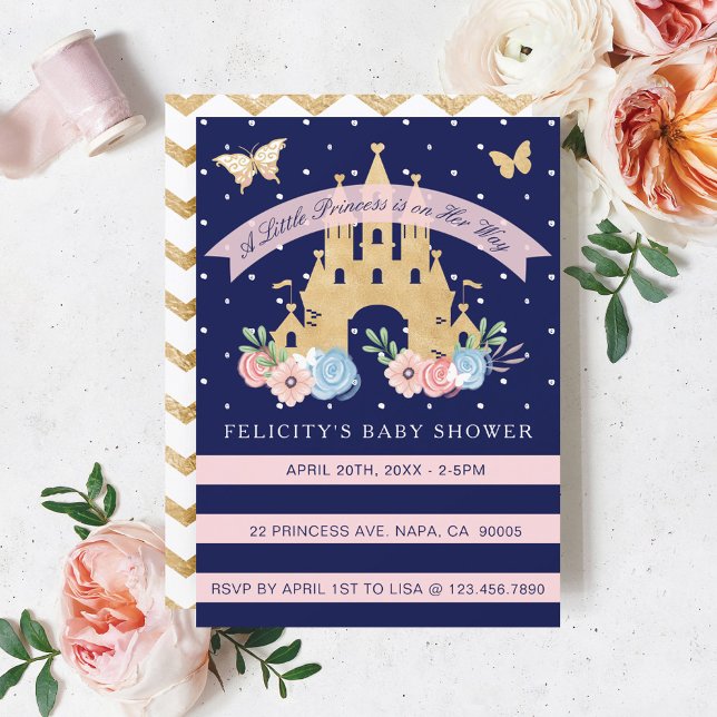Lilla Princess Castle Flicka Shower-inbjudan Inbjudningar (Little Princess Castle Baby Girl Shower Invitation)