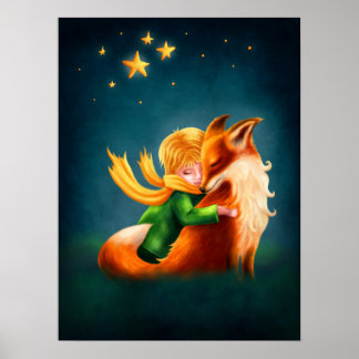 Lilla prins och Fox. Nursery Art Illustration Poster