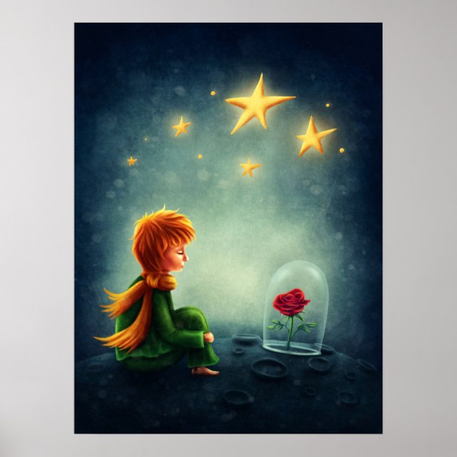 Lilla prins och Ro. Nursery Art Poster (Framsidan)