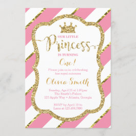 Lilla prinsessans födelsedag i Rosa & Guld Inbjudningar