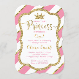 Lilla prinsessans födelsedag i Rosa & Guld Inbjudningar