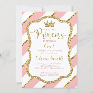 Lilla prinsessans födelsedag i Rosa & Guld Inbjudningar