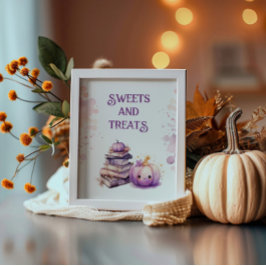 Lilla pumkin Halloween-sötsaker och behandlingar Poster