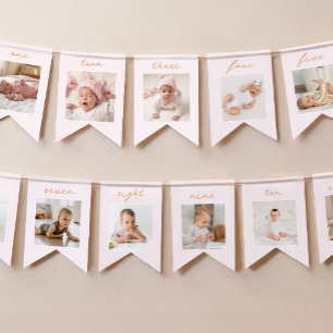 Lilla Pumpa 1-års Födelsedagsfotobanner Vimplar