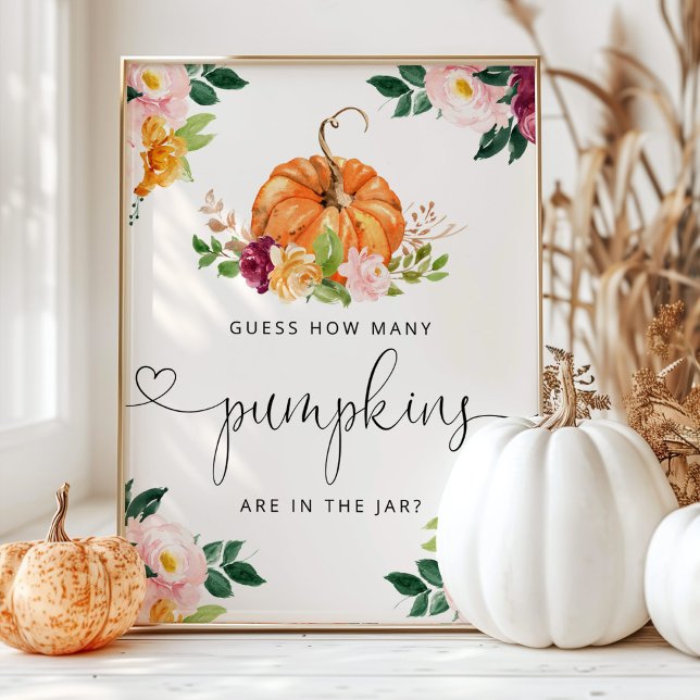 Lilla pumpa blommigt gissa hur många pumpor poster (Skapare uppladdad)