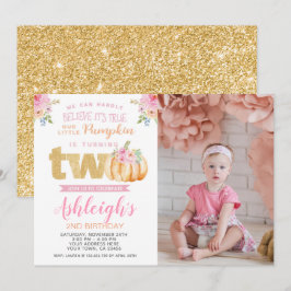 Lilla Pumpkin 2:a födelsedagsinbjudan med foto Inbjudningar