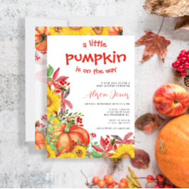 Lilla pumpkin är på babyduschen inbjudningar