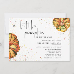Lilla pumpkin är på babyduschen inbjudningar