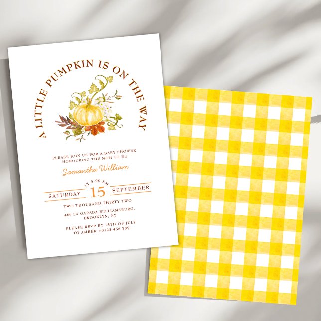 Lilla Pumpkin är på väg att få Gingham Play Inbjudningar (Skapare uppladdad)