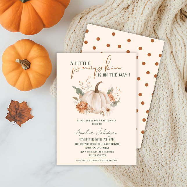 Lilla Pumpkin är på väg som Fall Baby Shower Inbjudningar (Skapare uppladdad)