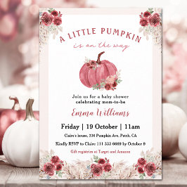 Lilla Pumpkin är på vägen till babyduschen Inbjudningar