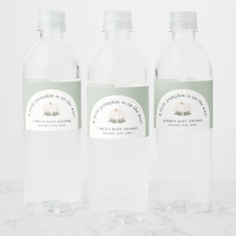 Lilla Pumpkin är på vägen till babyduschen Vattenflaskor Etikett
