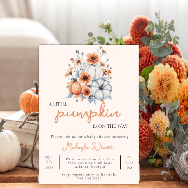 Lilla Pumpkin är på vägen till den redigerbara bab Inbjudningar (Skapare uppladdad)