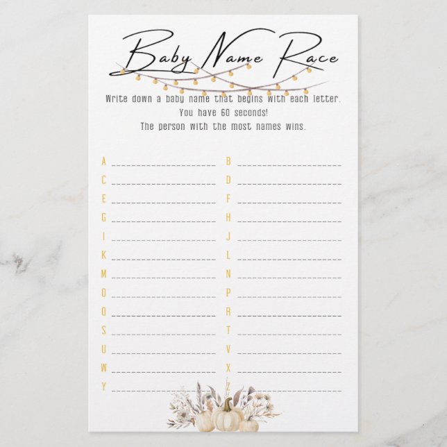 Lilla Pumpkin är på vägen till höstens babydusch Flygblad (Framsidan)