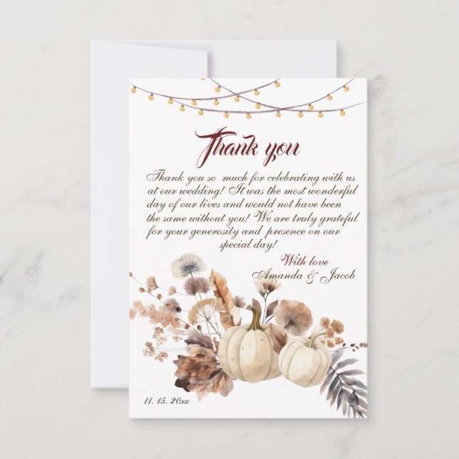 Lilla Pumpkin är på vägen till höstens babydusch Tack Kort (Framsida)