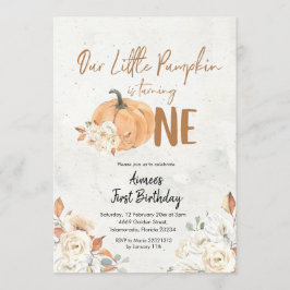 Lilla Pumpkin är Turing One Girl Birthday Inbjudningar