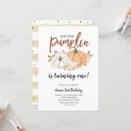 Lilla Pumpkin är Turing One Girl Birthday Inbjudningar