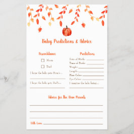 Lilla Pumpkin Baby Shower Baby Predictions Advice Flygblad