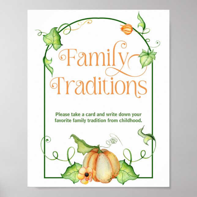 Lilla Pumpkin Baby Shower Family Traditions-spel Poster (Framsidan)