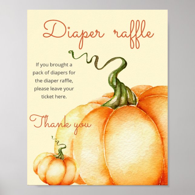 Lilla Pumpkin babydusch Diaper raffle Poster (Framsidan)
