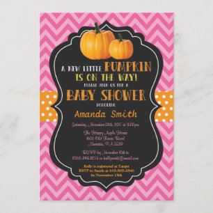 Lilla Pumpkin Babyskons inbjudan Rosa Chevron