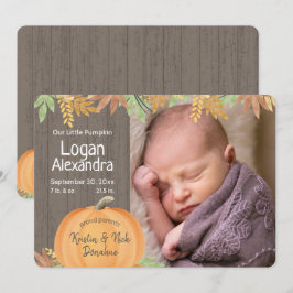 Lilla Pumpkin Birth-annonsen Inbjudningar