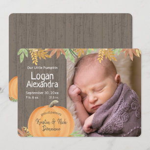 Lilla Pumpkin Birth-annonsen Inbjudningar