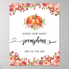 Lilla Pumpkin-Blommigten gissar hur många Pumpkins Poster