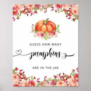 Lilla Pumpkin-Blommigten gissar hur många Pumpkins Poster