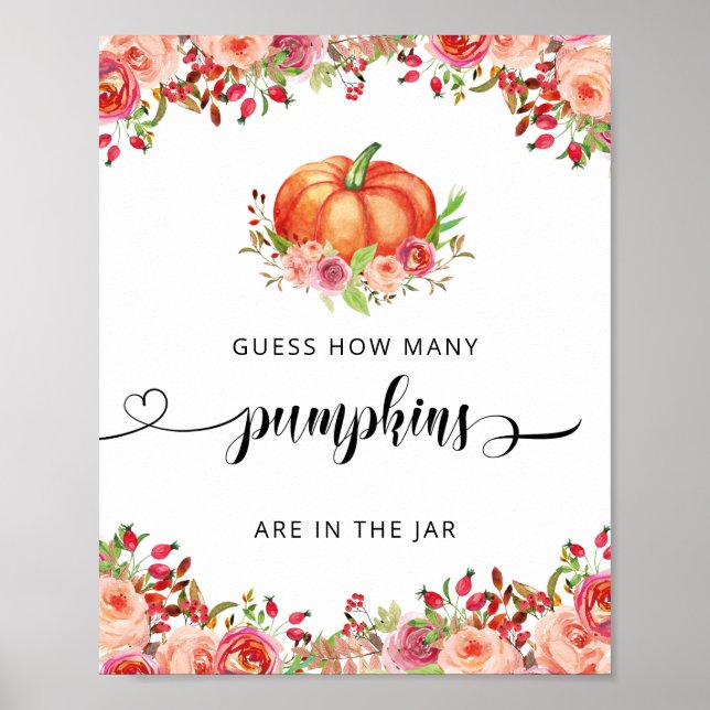 Lilla Pumpkin-Blommigten gissar hur många Pumpkins Poster (Framsidan)