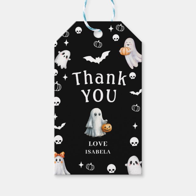 Lilla Pumpkin Boo – Halloween Babykalas Presentetikett (Framsidan)