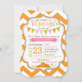 Lilla Pumpkin Chevron Baby Shower-inbjudan Inbjudningar