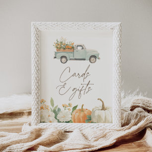 Lilla Pumpkin Fall Baby Shower-kort och gåvor Poster