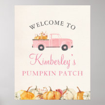 Lilla Pumpkin Fall Blommigt Girl Birthday Välkomme