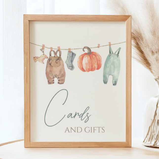 Lilla Pumpkin Fall Clothes Boy Cards and Gifts Poster (Skapare uppladdad)