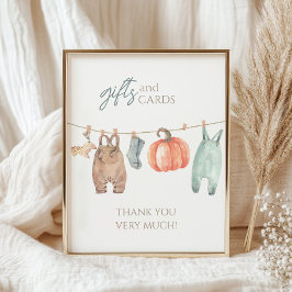 Lilla Pumpkin Fall Clothes Boy Gifts and Cards Poster